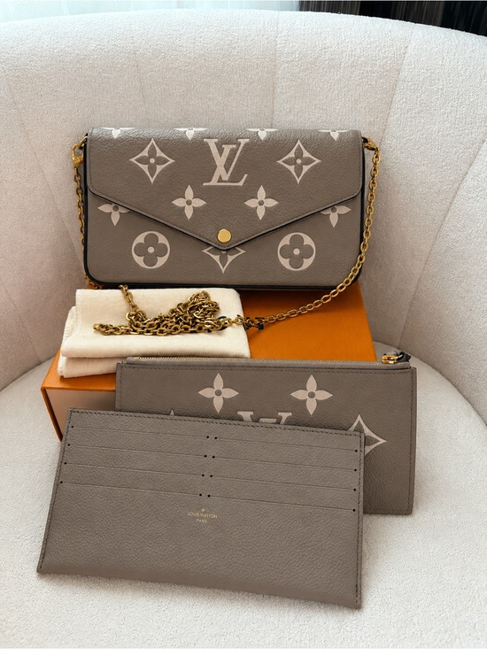 Louis Vuitton Handbags - Rare Louis Vuitton Felicie Taupe Monogram Envelope Chain Wallet